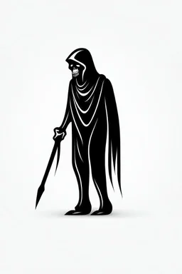 Extremely simple logo representing the shadow of the grim reaper. Black on white background