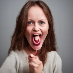 woman looking to the camera with her tongue out