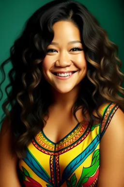 Gina Rodriguez Complete transformation Fertility Dance Traditional attire Colorful prints Thicc beauty Curves magnificence Afro-centric allure 100% transformed Dynamic dance Radiant aura Captivating kohl eyes Luxurious curls Cultural splendor Transformation success Celebratory attire Vibrant patterns Sculpted curves Afro-centric radiance Dance culmination Waist: 30 inches Hips: 40 inches Bust: 38 inches Joyful spirit Cultural identity celebration