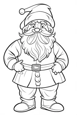 coloring page for kids, Santa, cartoon style, thick outline, low details, no shading, no color