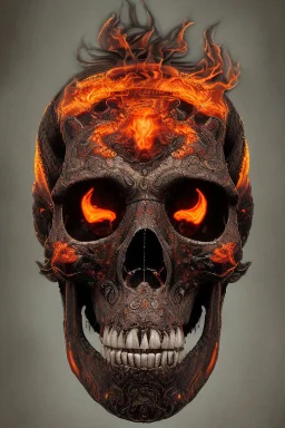 A beautiful highly detailed ornate intricate portrait of a flaming demon skull made of shiny obsidian glass :: reflective, glassy :: subtractive lighting, backlit :: by John William Waterhouse, Greg Rutkowski, HR Giger :: hyperrealistic, hyper detailed, photorealistic :: epic, incredible composition, amazing depth, meticulously composed, 16k resolution concept art :: fantasy magazine cover art