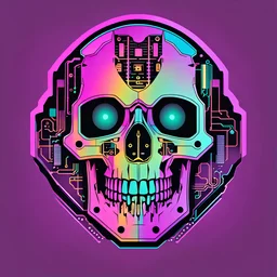 FLAT VECTOR LAYERED IMAGE OF CYBERNETIC SKULL PARTS IN A SCHEMATIC