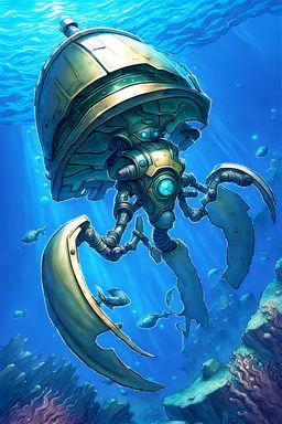 TCG fantasy artwork art of nautilus robot underwater