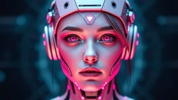 Image of a female AI with a tech feel with the colour pink front-facing that represents the Wording Our vision