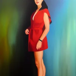 Full body portrait, painting, medium shot lady Euro-fiction