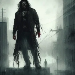 Zombie Jason momoa, dramatic light, cityscape, twilight, dystopian setting, high contrast, painted by greg rutkowski, cinematic