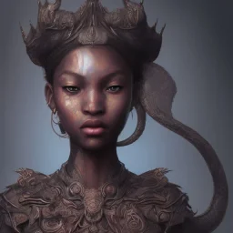 sango fantasy, fantasy magic, intricate, sharp focus, illustration, highly detailed, digital painting, concept art, matte, artgerm and paul lewin and kehinde wiley, masterpiece sexy lips Asian afro lips black African lady body Asian Dragon head silver bright rain lady outer space pretty skull head