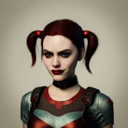 analog style,beautiful girl portrait, simmetric eyes, ambient, harley quinn make up outfit, ultra realistic photo,gotham city, unreal engine, paloroid, 100mm --aspect ratio 1:1