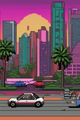 80s miami drawing cartoon pixel art