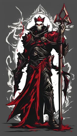 New league of legends in king of the Dead style black color with red details and holding sceptre