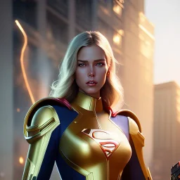 super power girl, portrait, epic cinematic hyperrealism masterpiece, realistic shaded lighting by craig mallismo, artgerm, jeremy lipkin and michael garmash and hans zatzka, unreal engine, radiant light, detailed and complex environment, digital art, art station trends, detailed faces