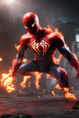 Spiderman from Marvel as a demonic hell spawn with fire on body fighting with Superman from Dc as a demonic hell spawn with fire on body, hell background, Full body display, max level ultra realistic, ray tracing reflections, legendary, energy, HD, photorealistic, HDR, epic composition, Unreal Engine, Cinematic, Color Grading, Ultra-Wide Angle, hyper-detailed, beautifully color-coded, insane details, hyper realistic, intricate details, beautifully color graded, Unreal Engine, Cinematic, Color Gr