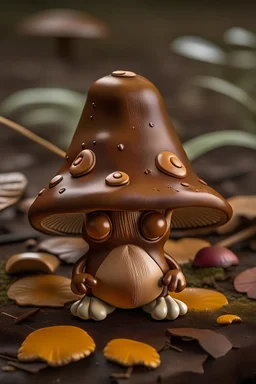 little mushrooms eyes two legs brown hat