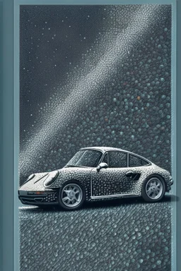 porsche poster in pointilism art style
