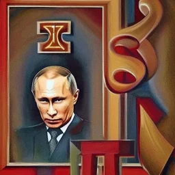 Vladimir Putin with swastika painting art deco