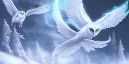 snow winged OWL lightning RAVEN