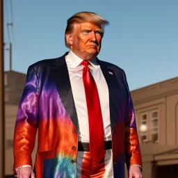 Realistic photo, Donald trump wrestler, wrestling dress, sweat, retro style, 80s, hot ambient, photo studio, red, gold, vibrant color, gradient, highly detailed, art stations, concept art, smooth, unreal engine 5, god rays, ray tracing, RTX, lumen lighting, ultra detail, volumetric lighting, 3d, finely drawn, high definition, high resolution.