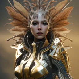 warframe, Rhino, rusty metal, feathers, Dryad, fae, sidhe, ominous, nature, plants, wildflower, facepaint, dnd character portrait, intricate, oil on canvas, masterpiece, expert, insanely detailed, 4k resolution, retroanime style, cute big circular reflective eyes, cinematic smooth, intricate detail , soft smooth lighting, soft pastel colors, painted Renaissance style