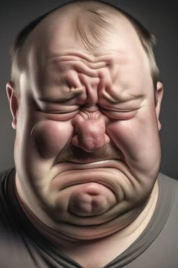 Fat man crying