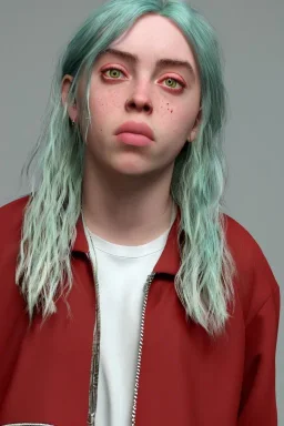 Billie Eilish, in shorts, photorealistic, 8k