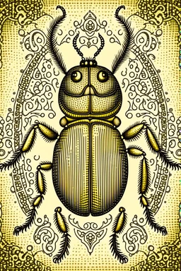 vintage, gothic, steampunk drawings of a beetle, sepia-toned