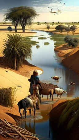 Africa, farming, river and desert, farmers