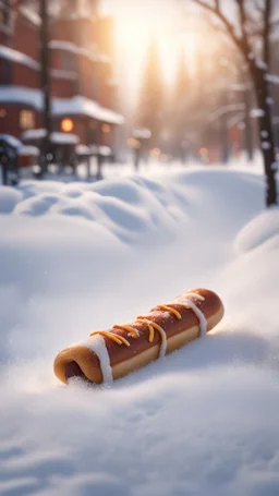 "lonnie bigalo" rolling a really warm hot dog to showel the snow and get a nice path, bokeh like f/0.8, tilt-shift lens 8k, high detail, smooth render, down-light, unreal engine, prize winning