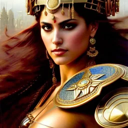 portrait beautiful face female gladiator ,busty,ancient metal armor balanciaga fashion clothe painting by gaston bussiere, greg rutkowski, yoji shinkawa, yoshitaka amano, tsutomu nihei, donato giancola, tim hildebrandt, oil on canvas, cinematic composition, extreme detail,fit full head inside picture,16k