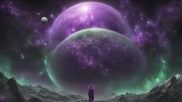 matrix universe, space, planets, god creation purple, green