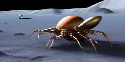 big bugs on the moon with reflective mirror faces