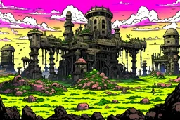landscape of ruins and the remains of monsters anime