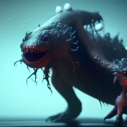 Cute fluid ink creature, big black eyes, unreal engine 5, 8k resolution, photorealistic, ultra detailed