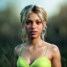 Shakira, artist, Realistic image, waist up portrait. perfect eyes, glow, circle iris. concept art, smooth, unreal engine 5, god lights, ray tracing, RTX, lumen lighting, ultra detail, volumetric lighting, 3d, finely drawn, high definition, 4k.