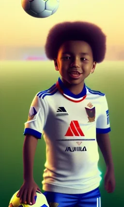  the Egyptian soccer player Shikabala as a child, He smiles an innocent childlike smile ,baby face,He is wearing a Zamalek Club T-shirt,Zamalek Club logo on the T-shirt , cinematic, 8k, resolution concept art portrait by Greg Rutkowski, Artgerm, WLOP, Alphonse Mucha dynamic lighting hyperdetailed intricately detailed, portrait