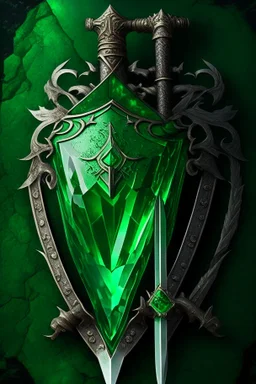 The crest for the Emerald Alliance is a green emerald gemstone with a sword piercing through it. This would represent the city of Emerald Bay and the adventurers who helped protect it.