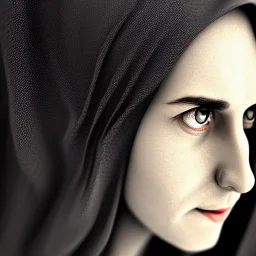 Cloaked woman, portrait, highly detailed, close up