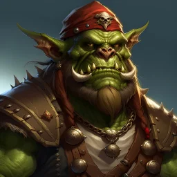 Large proud and orderly pirate orc dnd digital art