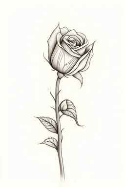 A simple, yet evocative, sketch of a single rosebud about to bloom, symbolizing potential, beauty, and the unfolding of life's mysteries. with light color background