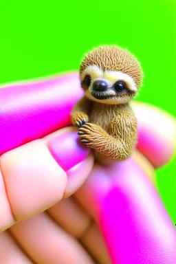 tiny sloth climbing a finger