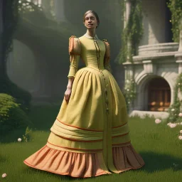 Full body, 3d render, Emma mackey, 1800's women style, 1800'hair style, 1800's women dress style, hyper realistic, octane render, unreal engine 5, 8k, palace background, uhd