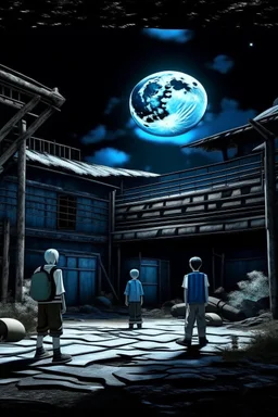 THE MOON HIDDEN SHADOWY FIGURES in old abandoned theme park meeting big brother STYLE OF HIROKU OGAI