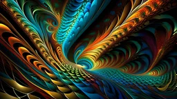 "HD stunning translucent Abstract Vector Fractal, hyperdetailed Hyperbolic Zentangle, wave function, by Larry Carlson, by M.C. Escher, Peter Paul Rubens, vivid colors, Patterns, Shapes, Geometric Design, HD, high contrast, dynamic lighting, volumetric lighting, shadow depth, VFX"