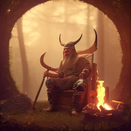 old viking sitting near campfire, scary, steam punk, realistic, made in octane, cinematic, ultra-realistic, extremely detailed octane rendering, 8K, VRAY Super Real ar 2:3, dof photorealistic futuristic 50mm lens hard lighting dark gray tintype photograph, realistic lighting, sepia color