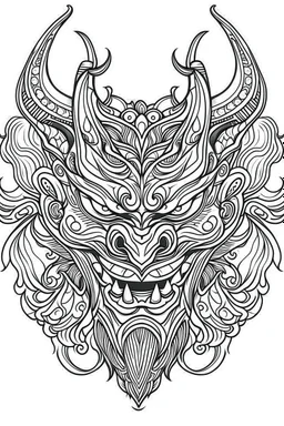 devil. Outline, sketch style, only use outline, mandala style, clean line art, white background, no shadows, no clear wall, coloring page.