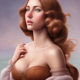 portrait of a beautiful brunette busty woman Sandro Botticelli style