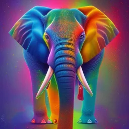 Elephant portrait, bright colors, splash paint, centered, detail, 8k resolution