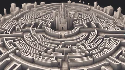 fantasy maze illustration, black background, detailed, dribbble style, noise