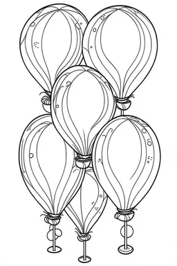 outline art for Balloons coloring pages with sitch, white background, Sketch style, full body, only use outline, dementia patients style, clean line art, white background, no shadows and clear and well outlined.