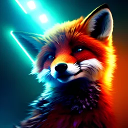 A fox fursona, Furry art, Digital art, cyberpunk, High quality, Backlighting, female, anthropomorphic, full body portrait, 8k resolution, fox tail, Realistic, high quality, great details, within portrait, masterpiece, best quality, cinematic lighting, detailed outfit, vibrant colors, perfect eyes, furry, human body, robotic arm, sfw, in the style of Titanfall, highly detailed face, perfectly drawn