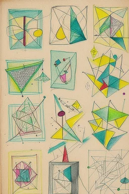 Detailed Kandinsky squares with Sketchy pencil outlines